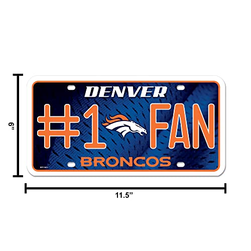 Nfl Rico Industries #1 Fan Metal License Plate Tag, Denver Broncos #TOP4