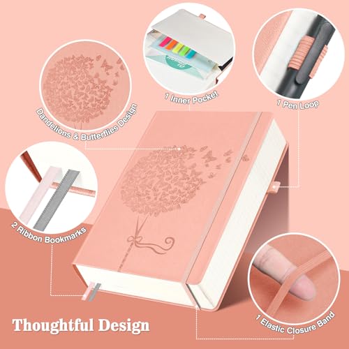 Caderno pautado A5, diário de couro grosso com 370 páginas numeradas para escrever, caderno de capa