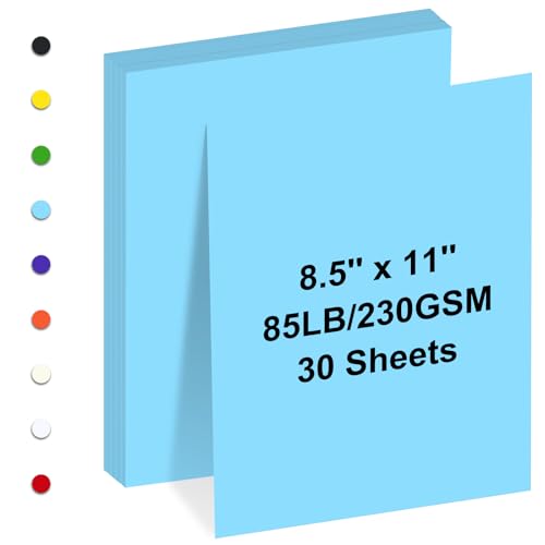 Cardstock 8.5 x 11  Cardstock Paper 85 lb/230 gsm Blue Card Stock for Printer Drawing Gift tags Invitations Cards etc (Light blue 30 Sheets)