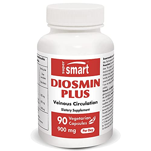 Supersmart - Diosmin Plus 900 mg Per Day - Flavonoid Complex Standardized to 90% Total Flavonoids & 80% Diosmin - Circulation & Vein Support Supplement | Non-GMO & Gluten Free - 90 Vegetarian Capsules