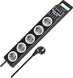 Brennenstuhl Super-Solid regleta enchufes con 5 Tomas de Corriente y Carcasa Estable de policarbonato (Cable de 2, para Interiores) Negro/Gris
