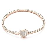 JEWBERY Charm Snake Pattern Bracelet S925 Sterling Silver 18k Gold Plated, Rose Gold Snake Pattern Pandora Bracelet, Gift for Women