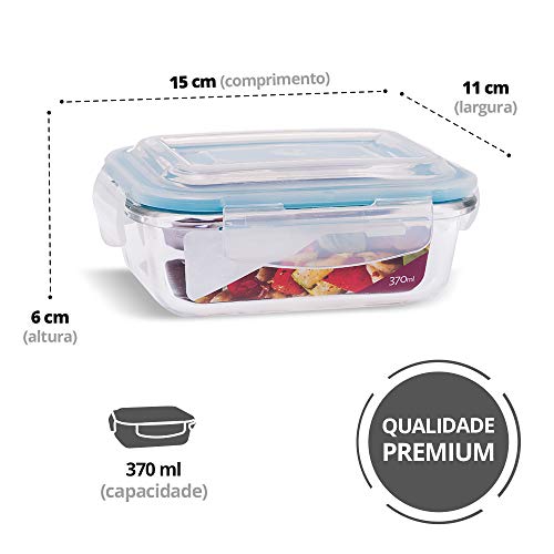 Conjunto 6 Potes Vidro Hermético Marmita Mantimentos 370ml