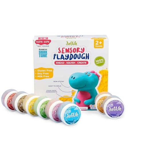 Image of dabble Sensory Playdough for Toddlers and Kids Age 2+ | 100% Natural, Taste-Safe & Gentle on Skin |Gluten-Free, Non-Toxic | Soft, Non-Sticky | Boosts Fine Motor Skills & Creativity | 8 Vibrant Colours