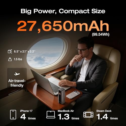 Image of EF ECOFLOW Rapid Pro Power Bank, 4-Port with 300W Max Output, Portable Charger with 140W Built-in Cable, TSA-Approved, Smart APP, 3950x7mAh, for MacBook Pro /Air, iPhone 17 /16 Series, Laptops, and More