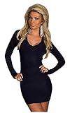  OSAB-Fashion 24968 Damen Strick Pullover Minikleid Strickkleid Long-Pullover Langarm V-Ausschnitt