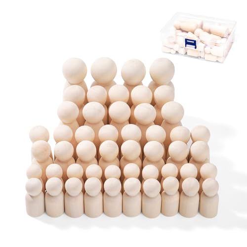 Nicphyn 50 Stück Holzfiguren zum Bemalen, Spielfiguren Holz, Holzkegel, Holzfiguren Menschen, Unvollendete Holzkegel, Holzfiguren Puppen, Holz Spielfiguren für DIY Basteln, Malen und Weihnachten Nicphyn 50 Stück Holzfiguren zum Bemalen, Spielfiguren Holz, Holzkegel, Holzfiguren Menschen, Unvollendete Holzkegel, Holzfiguren Puppen, Holz Spielfiguren für DIY Basteln, Malen und Weihnachten