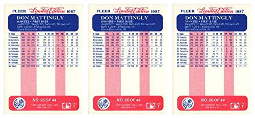 Amazon.com: (3) 1987 Fleer Limited Edition Baseball #26 Don Mattingly  Baseball Card Lot New York Yankees : Collectibles & Fine Art