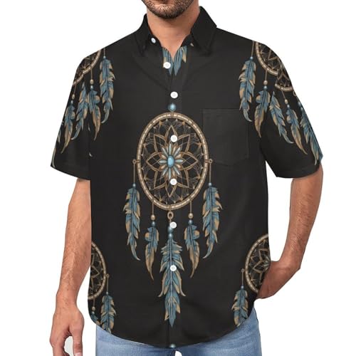 Chemise courte homme attrape-rêves imprimé plumes artistiques colorées