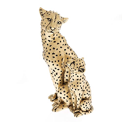 Hestia Cheetah Family Duo Figurine Gold Mum and Cub Cheetahs Ornament 25cm - Image 2