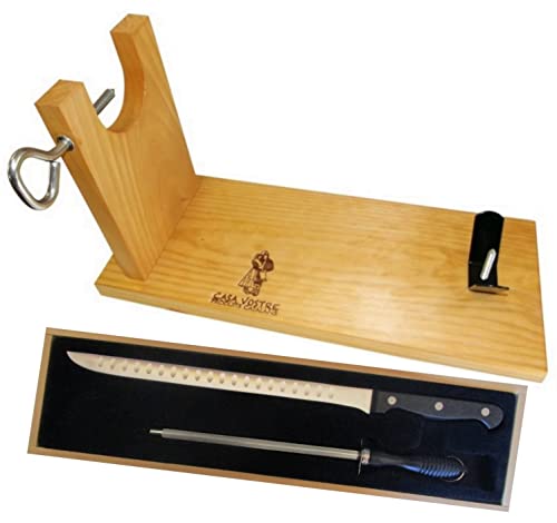 Jamonero Banco y su estuche cuchillo jamón alveolado y el fusil Cover