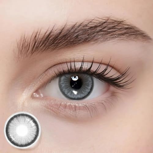 Freshlens Graue Kontaktlinsen ohne Stärke Natürliche Jahreslinsen hellgrau silbrig mit weichem Farbverlauf Strahlender Gray Eyes Effekt 14.5 mm Dawn Grey