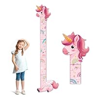 CHARMIBLE Personalised Wooden Print Height Chart for Kids, Custom Name Wall Hanging Measuring Ruler for Child, Removable Wood Baby Measuring Wall Chart for Bedroom Nursery Wall Decoration (Unicorn)