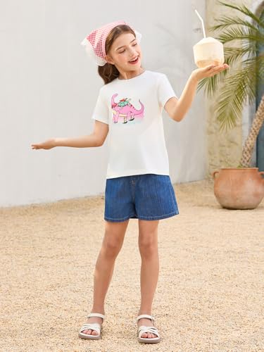 Image of Girls Short Sleeve T Shirts Kids Summer Tops Crewneck Tees 5-14 Years