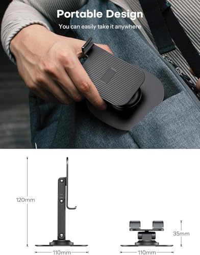 Image of DeskPro K7 Adjustable Mobile Phone Stand with Metal Base | Desktop Holder for Smartphones & Tablets | Anti-Slip Pad | Foldable and Angle Adjustable Design | Study Table Phone Dock - Black