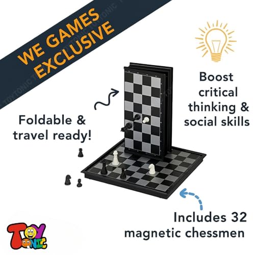 Image of Toytonic Magnetic Travel Chess Board Game Set Folding Portable Case for Kids and Adults