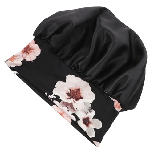 Bonnet de soin capillaire anti-frisottis en satin à large bord pour la nuit
