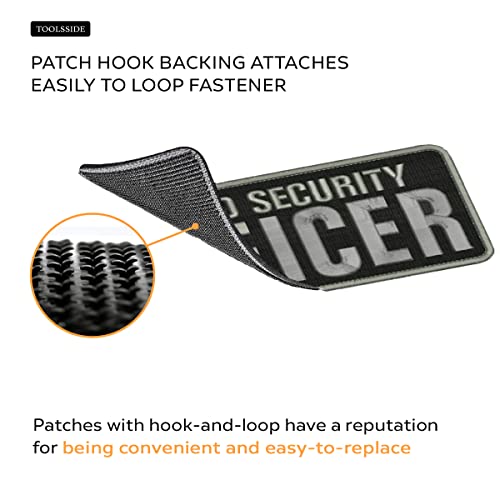 TOOLSSIDE 2 PCS Armed Security Officer Patch 4x10 & 2x5 Hook on Back - Security Patches for Uniforms with Embroidered Letters - Quality Grey Embroidery Patch - Armed Security Officer