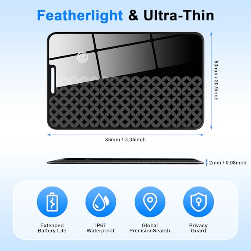 Image of Compatible with AirTag Wallet Tracker, Smart Card Finder, Apple MFi Compatible (iOS Only), App Controlled Anti Loss GPS Tracker, IP68 Waterproof, Item Locator for Luggage Tags, Purses (Grey)