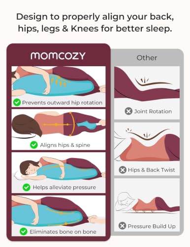 Image of Momcozy J Shaped Cooling Pregnancy Pillow, Maternity Pillow for Sleeping