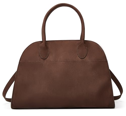Bolsa tote grande de gamuza para mujer marrón miniatura 3