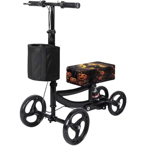 Uorisanigo Halloween Knee Scooter Cushion Cover Scooter Accessories Black Cat Funny Face Pumpkin Knee Walker Cushion Cover Halloween Decorations