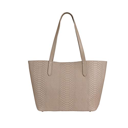 GiGi New York Handcrafted Womens Stone Python Embossed Leather Tote,
