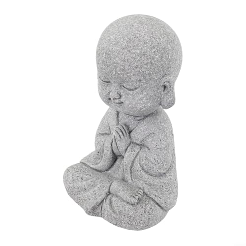 Honseadek Statua di piccolo monaco in resina in stile cinese, decorazione per casa e giardino con adorabile figura di Buddha per soggiorno e sala da tè (non spostare)