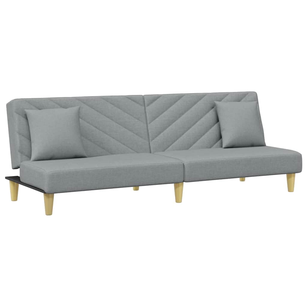 Sofa z funkcją spania 2-osobowa, jasnoszary materiał, z poduszką i podnóżkiem, regulowane oparcie, 200 x 84,5 cm, solidne wzornictwo do salonu