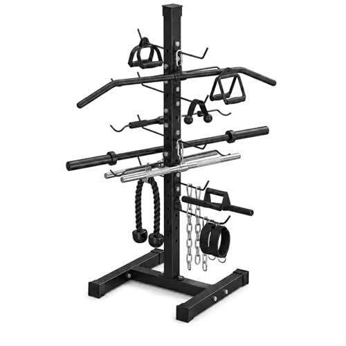 Frienda Steel Lat Bar Organizer Home Gym Accessories Lat Pulldown Attachments Cable Attachment Storage Rack Cable Attachments for Gym Rack Storage Heavy Duty Steel Organizer Home Use