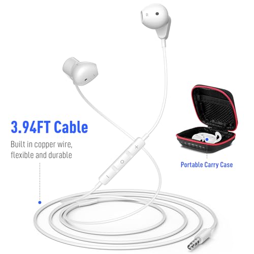 Image of Wired Earbuds Headphones for MacBook Pro Air Laptop, Wired Earphones Corded 3.5mm Jack Plug-in Ear Buds with Covers Microphone Volume Control for iPhone,Samsung,Android,PC,Gaming Console,Kids,School