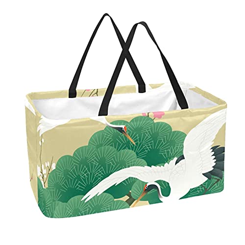 Cesta De Almacenamiento Grúa Japonesa Vintage Bolsas De Almacenamiento Plegable Organizador De Juguetes Con Asa 56x29x32 cm