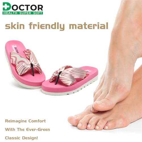 Image of DOCTOR HEALTH SUPER SOFT Women Stylish Bow Platform Slippers | Soft Cushioned Casual Flip Flops | Lightweight Comfortable Everyday Wear Sandals for Indoor Outdoor Use