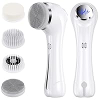 Rkdely Elektrische Gesichtsreinigungsbürste, 3 in 1 Gesichtsbürste Mit 4 Bürstenköpfen, EMS Gesichtsmassagegerät mit Heizung Wasserdichte Gesichtsreinigung Tiefenreinigung für alle Hauttypen