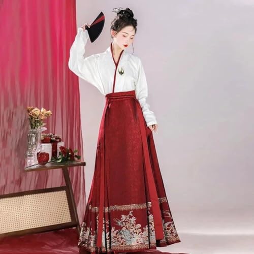 Jupe Visage de Cheval Ajustable Ensemble Hanfu Chinois Coupe Fluide - 6