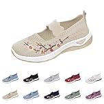 Non-Slip Shoes Slip on Shoes Women Wide Fit Wedge Trainers Breathable Mesh Walking Sneakers Lightweight Arch Support Orthopedic Shoe Soft Running Trainer Running Trainers Womens