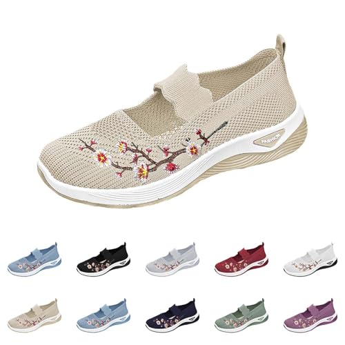 Orthopedic Shoes Women's Comfortable Breathable Knitted Sneakers Woven Cut-Out Orthopedic Soft Arch Support Walking Shoes Slip-On Sneakers4