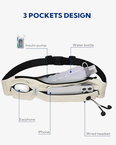 Image of WATERFLY Running Belt Fanny Pack: Runner Marathon Jogging Waist Pack Sport Workout Exercise Fitness Phone Holder Belt for Men Women Jogger Slim Waistband Black