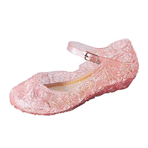 YIBLBOX Princess Girls Queen Dress Up Cosplay Jelly Shoes for Kids Toddler Dance Party Sandals Mary Janes (10, Pink, Numeric_10)
