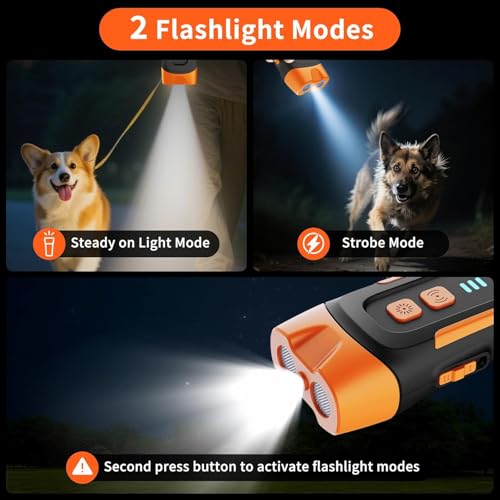 Anti Bell Gerät Hunde, Antibell Ultraschall Gerät Wiederaufladbar, 35 Fuß Handgerät Hundegebell Stoppen mit LED, 3 Modi Antibell für Große Kleine Hunde Trainingsalarm Freien Innenbereich Hundeschreck