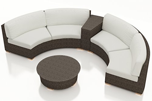 Harmonia Living HL-ARD-CH-4CSEC-CN 4 Piece Arden Curved Sectional Set, Canvas Natural Cushions