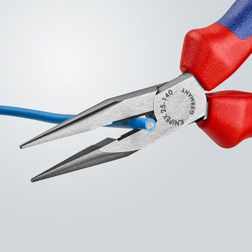 KNIPEX Flachrundzange mit Schneide (Radiozange) mit Comfort-Griffen 140 mm, 25 02 140