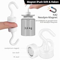 Wanmu 12 Stück Magnethaken Magnet Haken Extra Starke Magnetische Haken Hakenmagnete Stanzfrei Magnethacken für Camping Schließfächer Werkstatteinrichtung Kleiderhaken (Weiß) – Ansicht 3