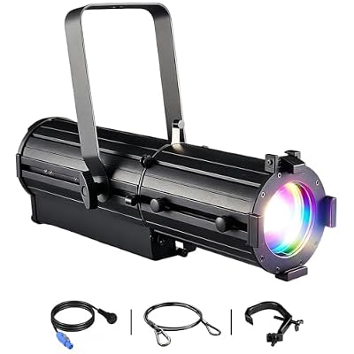 Leko Profile Spotlight COB Led Zoom with 15°–30° 100w DMX512 Imaging Light, RGBW 4in1 Ellipsoidal Spot Par Lights Four-Leaf Cut Barrier Picture Light for Painting Statues Exhibits Art Lighting