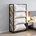 4-Tier Industrial Pillow Rack Floor Standing, Metal & Wood Pillow Display Stand, Space-Saving Blanket Storage Organizer Cushion Holder, for Retail/Bedroom/Closet/School/Hotel