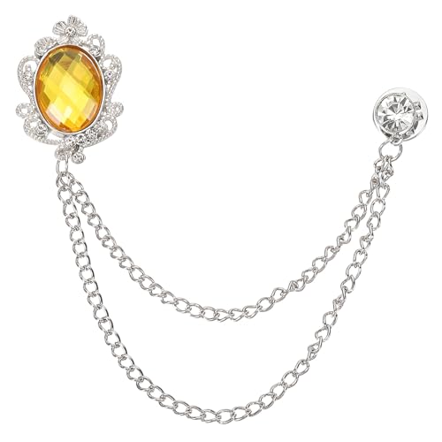 Image of PATIKIL Gem Hanging Chain Brooch Pins, Rhinestone Men's Gem Brooch Suit Pins Lapel Pins for Women Men