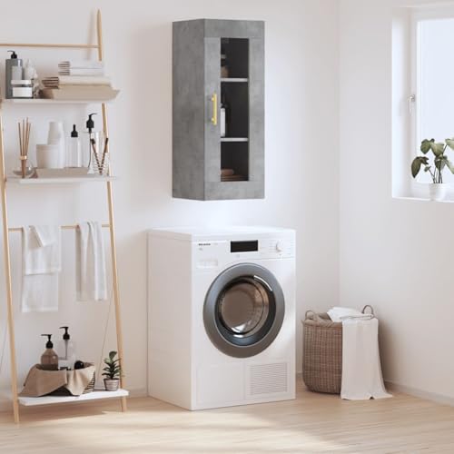 Gecheer Armario de Pared Armario Multiusos para Colgar Armario Colgante Gris hormigón 34,5x34x90 cm 10#
