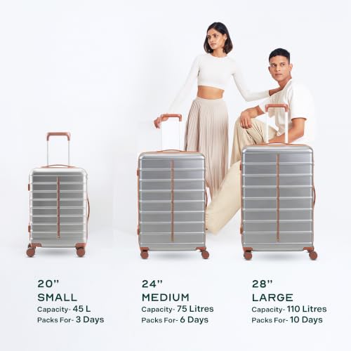 Image of Assembly Odyssey 20 Inch (55cm) Cabin Trolley Bag Hard Shell Polycarbonate Suitcase Lightweight with TSA Lock 8 Spinner Wheels Carry On Luggage Grey