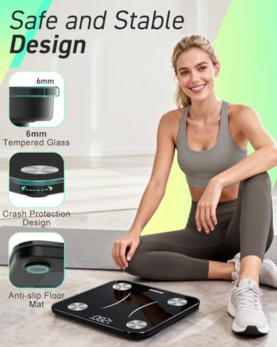 Bluetooth Body Fat Scales, INSMART Smart Digital Bathroom Weight Weighing Scales for Body Composition Analyzer with Smart APP, Body Composition Fitbit Scales for Fitness (ST/LB/KG) - Image 5