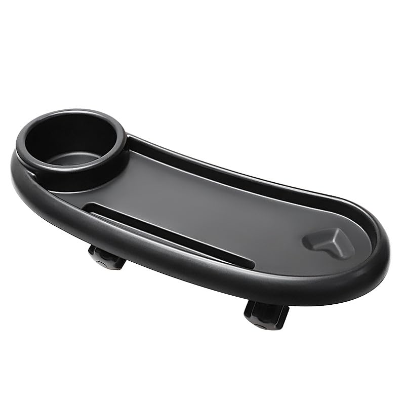 SUEOUX Stroller Snack Tray with Cup Holder 3 in 1 Universal Pram Food Tray, Reusable Pushchair Cup Holder Multifunction with Snack Tray for Pram accessories Pushchair (Black)